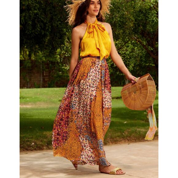 Anthropologie Dresses & Skirts - Anthropologie X Bhanuni by Jyoti Panthera Maxi Skirt Pleated Flowy Boho Animal